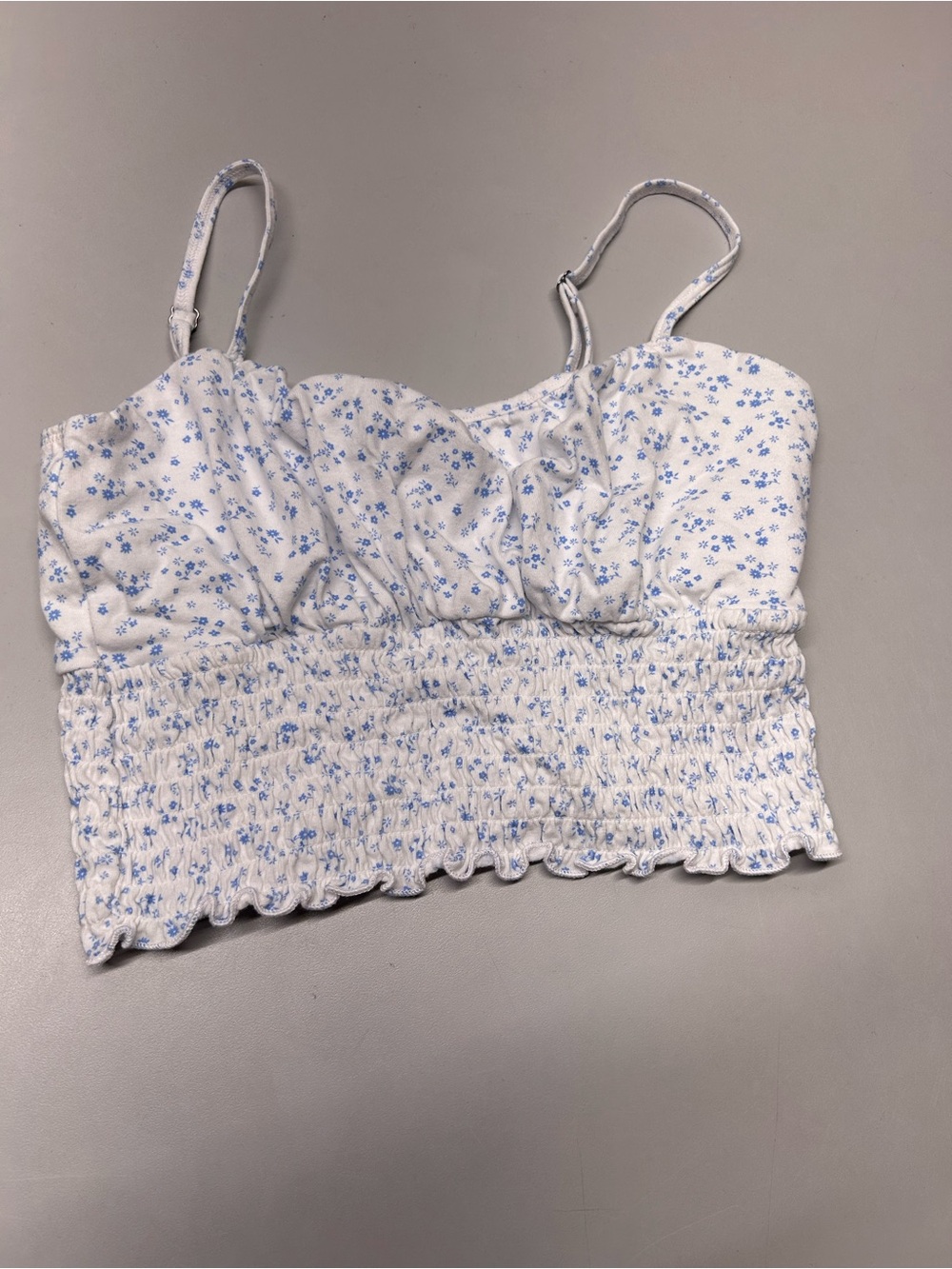 Hollister White Cami with Light Blue Floral Print